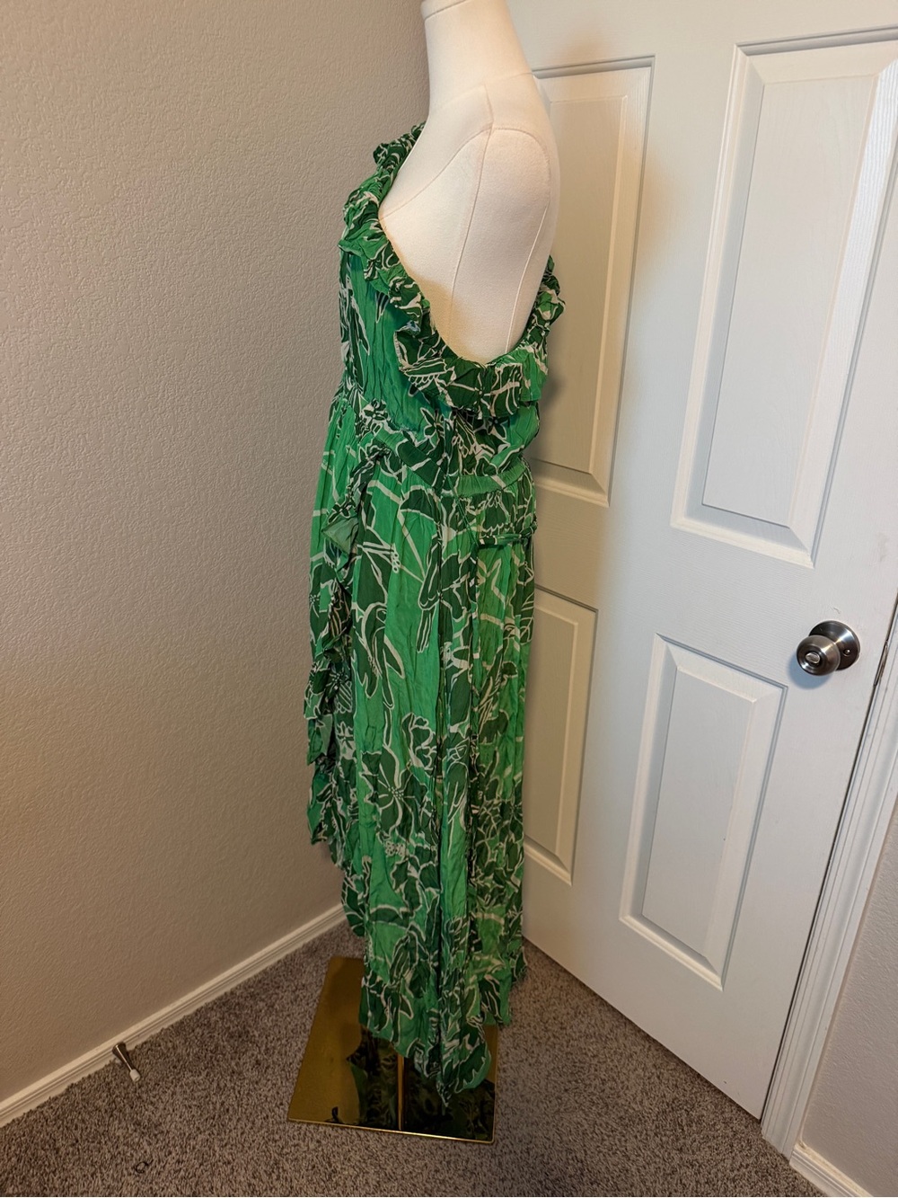 Farm Rio x Anthropologie Printed One-Shoulder Ruffle Dress Size L – Good - Picture 3 of 5